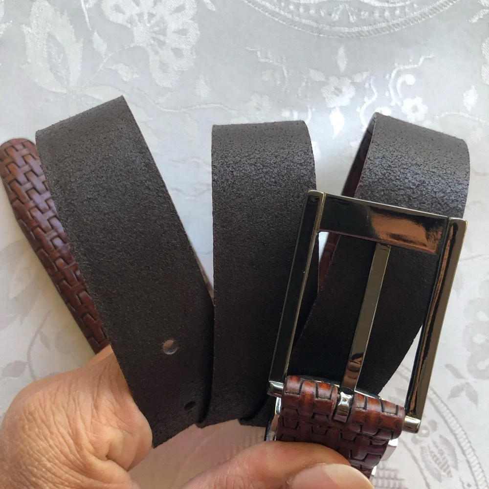 PGA Tour Textured Brown Top Grain Leather Belt with Silver Buckle Men’s Size 40